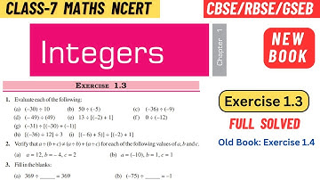 Class 7 Maths Chapter 1 Integers NCERT Exercise 1.3 Full Solved | CBSE RBSE GSEB