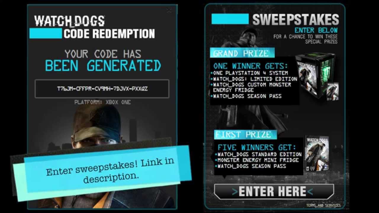 performer Sinis Konkurrencedygtige Free Watch Dogs in game item "unlock code" from Monster Energy. - YouTube