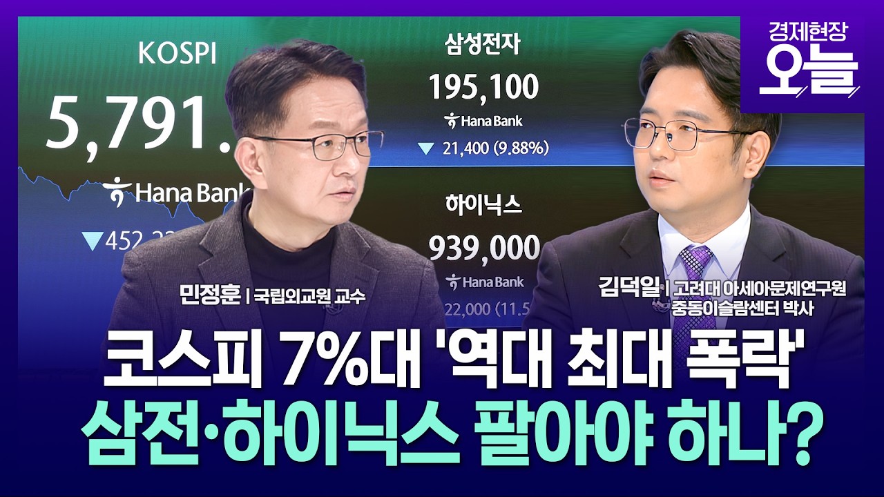 [집중진단] 코스피 7%대 '역대 최대 폭락'…삼전·하닉 팔아야 하나?