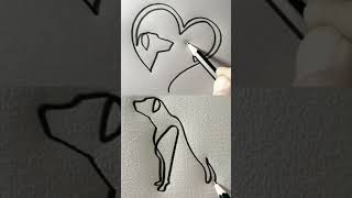 Draw a dog and a cat from one line art #aram_nabeel