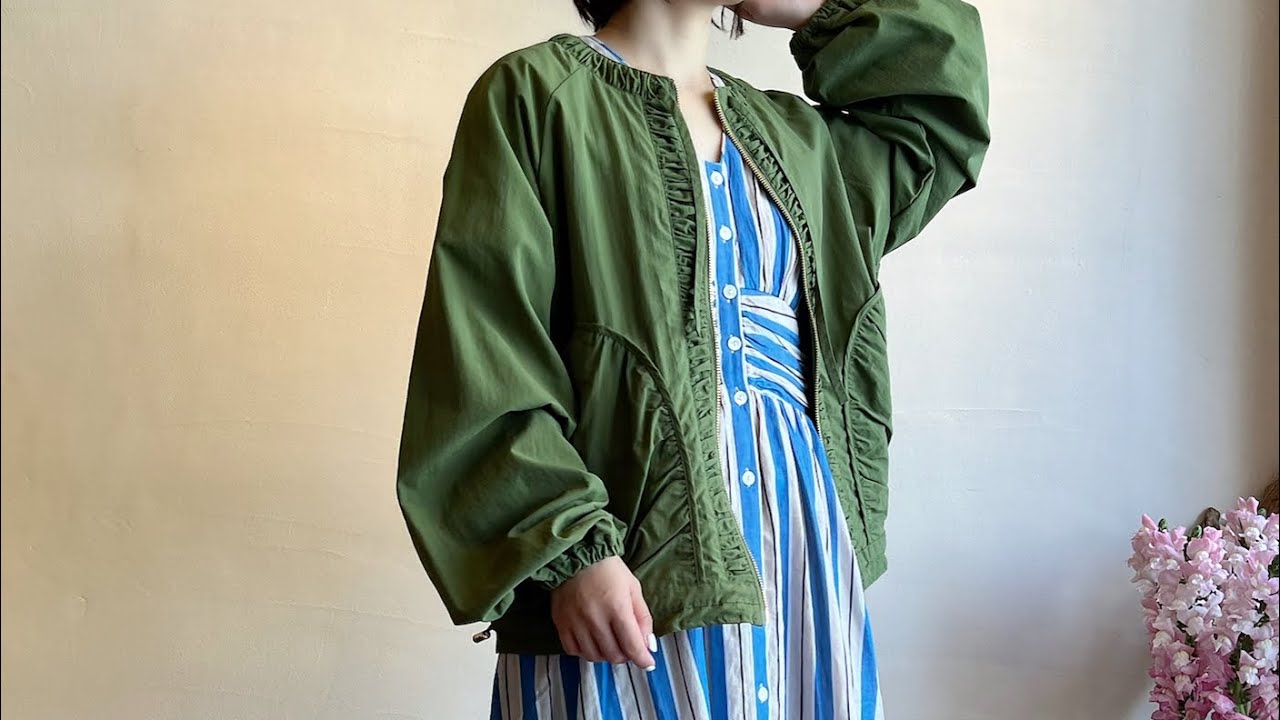 【NEW】MARGAUX VINTAGE / 撥水ナイロンノーカラーブルゾン