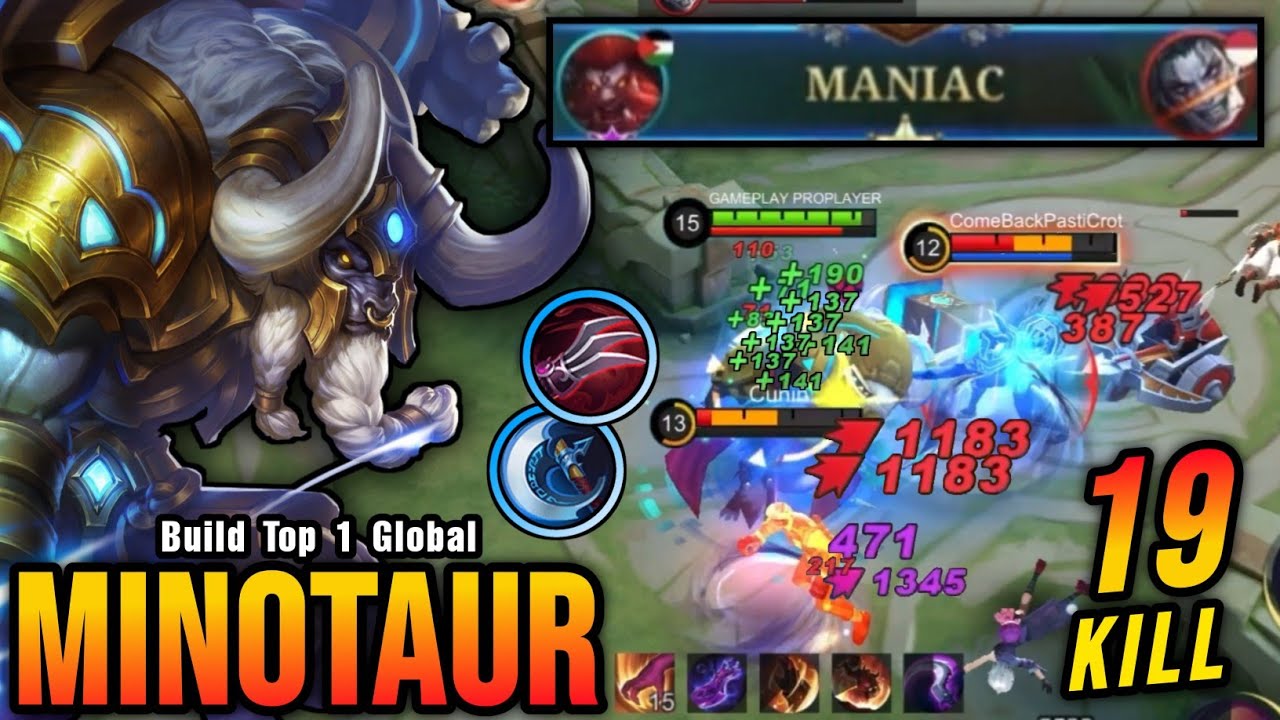 Almost SAVAGE!! Minotaur Damage?? Insane 19 Kills - Build Top 1 Global Minotaur ~ MLBB