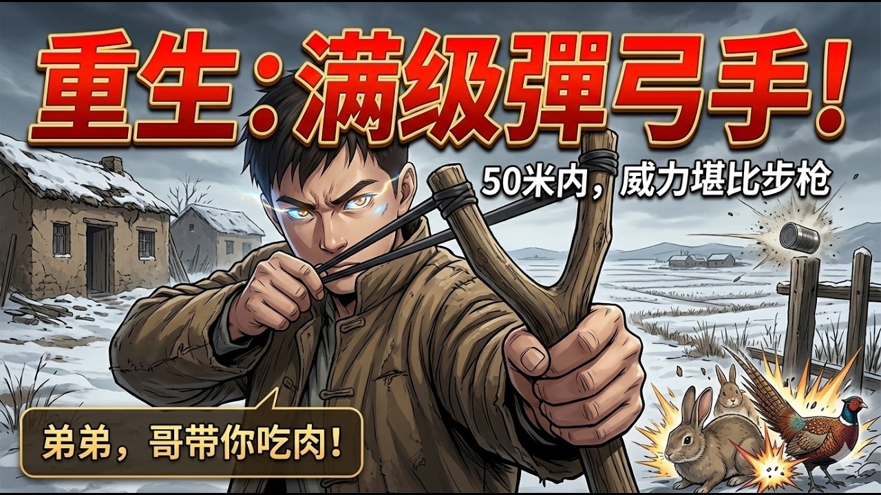 [一口氣看完] 重生飢荒年代，弟弟即將餓死？我抓起柳木彈弓衝向荒地，開啟「滿級動態視力」，一把彈弓打遍全山野味！ | Slingshot Legend | 一口氣看完 | 年代爽文 | 系統流