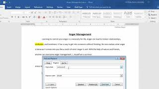 Find and replace words in Word 2016