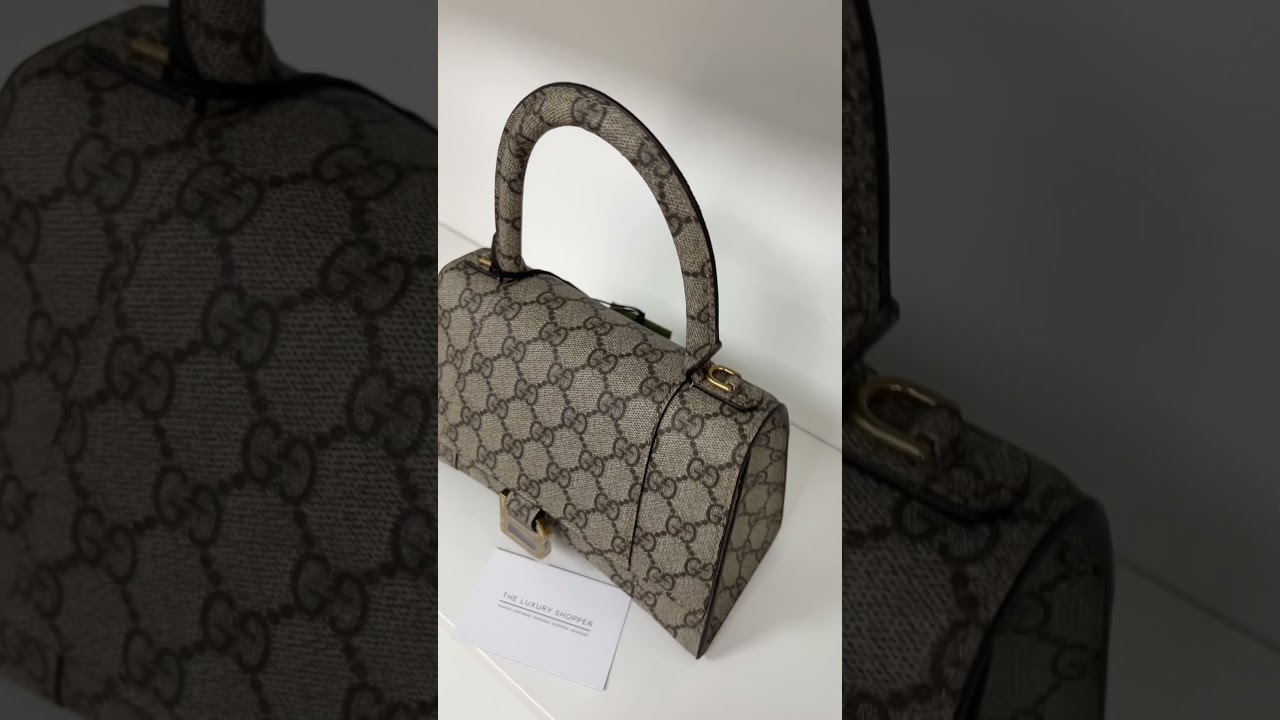 Gucci X Balenciaga Hourglass Hacker Aria Supreme Canvas GG Logo Top Handle  Bag