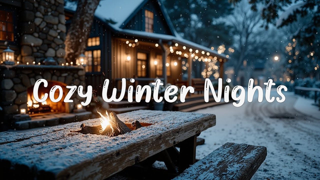 Зимняя музыка для сна ~ Уютный камин в хижине ~ Глубокий сон и релаксация
