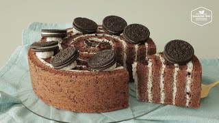 오레오 롤 케이크 만들기 : 초코 케이크 : Rolled Oreo Cake Recipe : Vertical Layer Chocolate Cake | Cooking tree