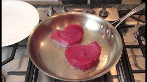 Searing ahi tuna steaks