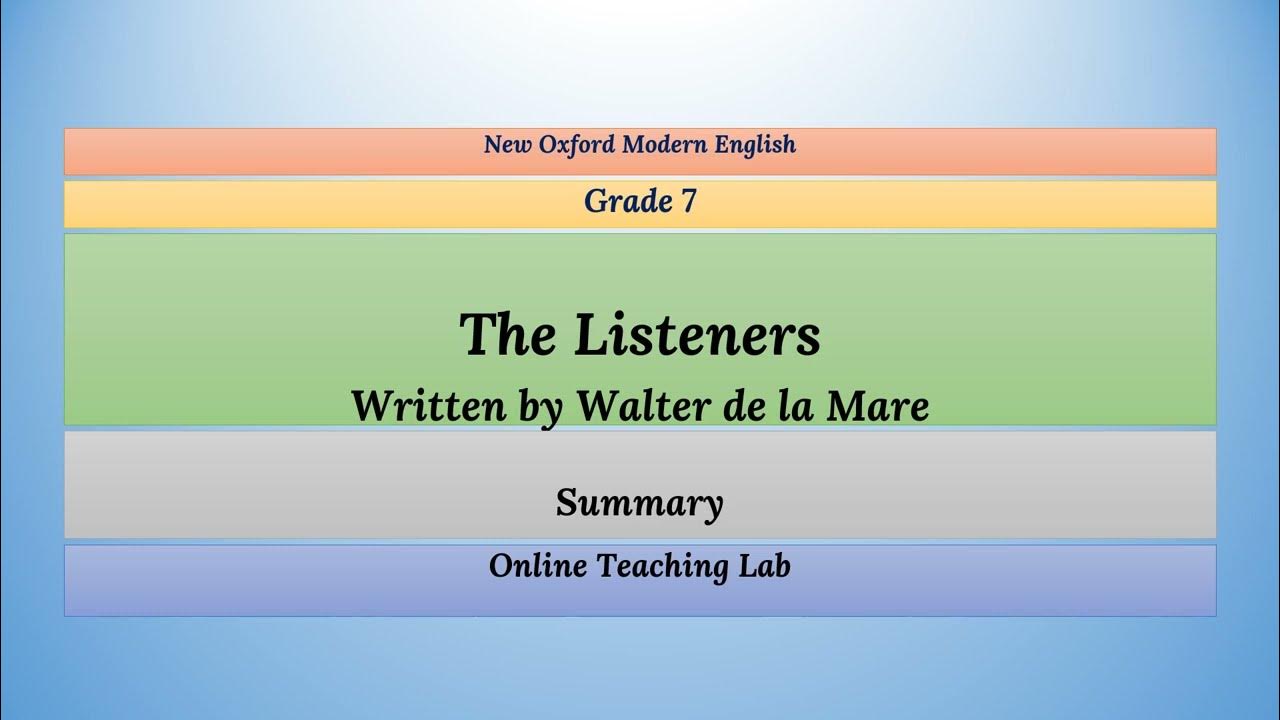 The Listeners by Walter de La Mare, Poem Atmosphere & Analysis - Video &  Lesson Transcript