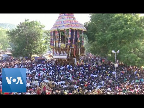 Devotees Pull Chariot in India to Mark Hindu Festival.