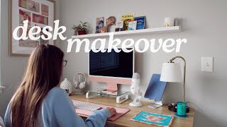 DESK MAKEOVER 🎧☁️🖥️ - iMac unboxing, aesthetic desk setup for editing YouTube videos