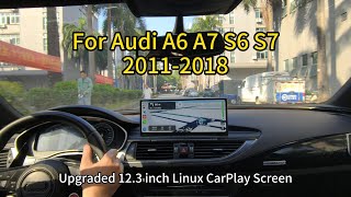 Audi A6 A7 S6 S7 2011-2018 CarPlay Android Auto Retrofit Linux Screen Roadtop 12.3 inch