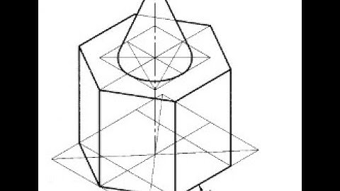 Isometric projection of a cone placed on a hexagonal prism