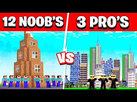 12 Noobs Bouwen Tegen 3 Pro's!😱 Wie Wint?🏆