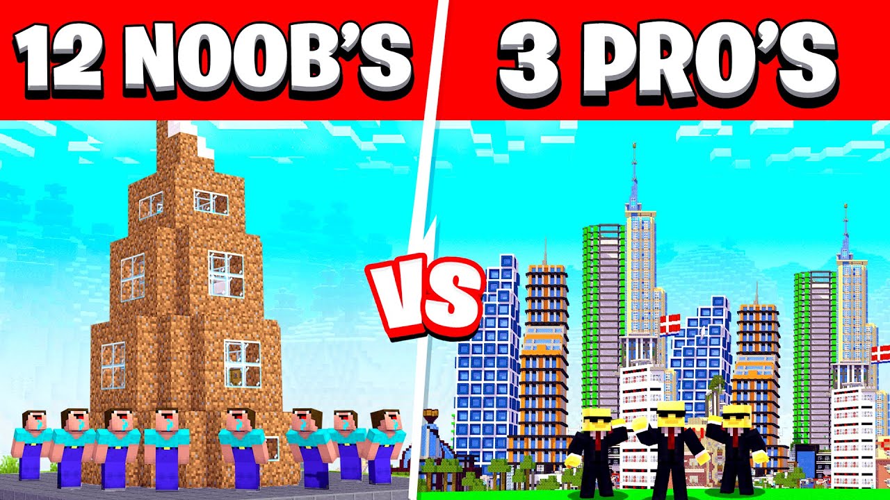 12 Noobs Bouwen Tegen 3 Pro's!😱 Wie Wint?🏆