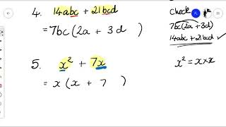 Factorising-Common Factor-Examples 3-7