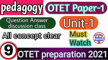 OTET Paper-1 pedagogy important questions/OTET preparation /Odisha School Classes