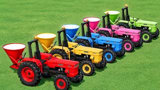 Lime Work With Mini Fiat Tractor Transporting TRUCKS Of Colors - Farming Simulator 22