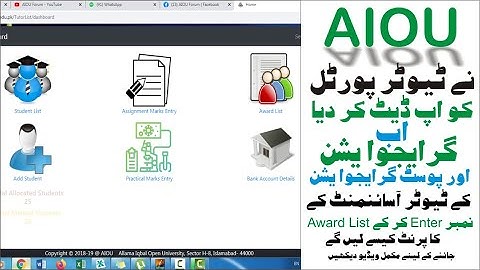 AIOU TUTOR PORTAL UPDATED FOR GRADUATE AND POSTGRADUATE ASSIGNMENT MARKS ENTRY