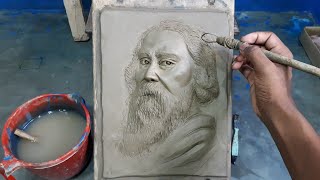 Rabindranath tegore clay relief face modelling || clay sculpture of rabindranath tegore