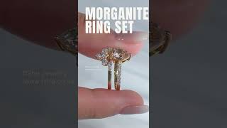 Morganite Engagement Ring Set | Women's Pink Pear Morganite Wedding Ring Set | IfShe UK