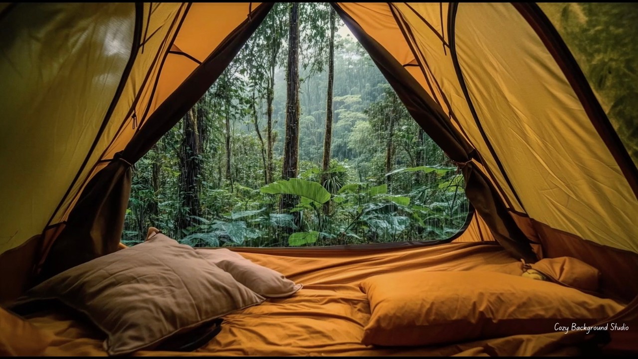 Rain Sounds for Sleep with Soft Thunder | Cozy Tent (3 hours)
