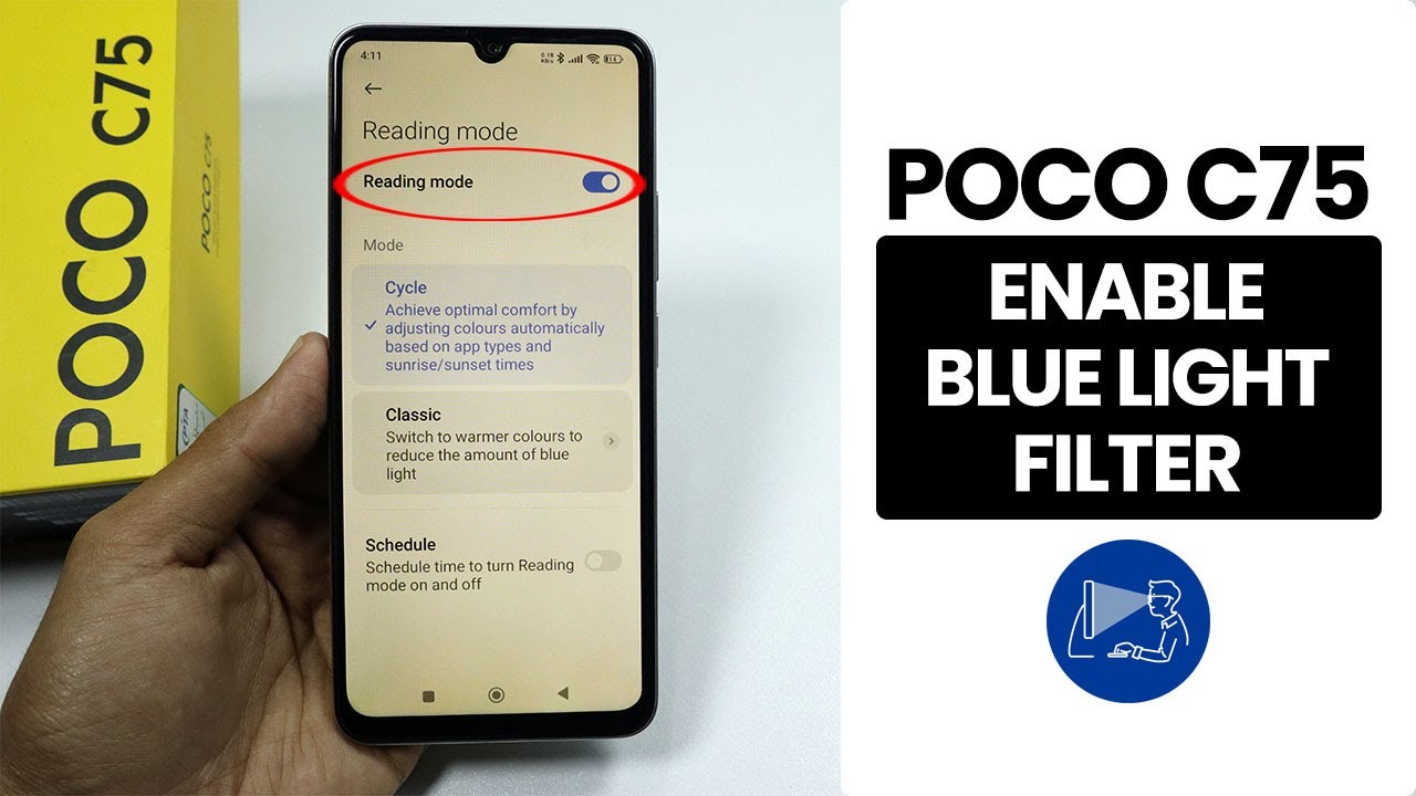Enable Blue Light Filter in Poco C75 - Activate Reading Mode - YouTube