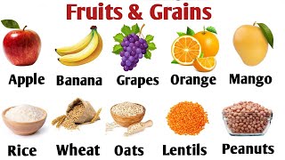 70 Fruits & Grains Vocabulary | Common Food Name | English Food Vocabulary