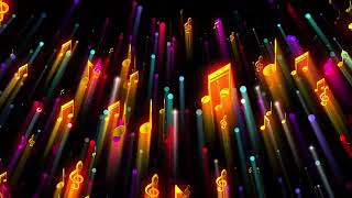 Music Notes Colorful Rays Abstract Background Looped Video  Ultra HD 4K 1080p