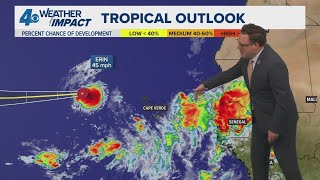 Monday 10 PM Tropical Update: TS Erin is just to the NW of Cabo Verde in the eastern Atlantic