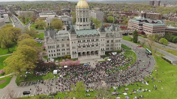 DRONE 3: Protestors rally at the state capitol over bill that would end religious vaccine exemptions