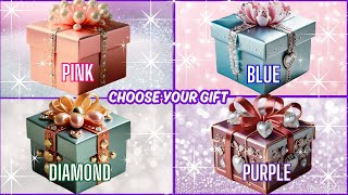 Choose your gift #chooseyourgift #pickonekickone #4giftbox #pink #blue #diamond #purple #giftbox