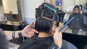 Dang Hieu. Hướng dẫn cắt tóc ngắn BoB Tầng Thấp cho Nữ Mặt Tròn (BoB Graduation Cut)