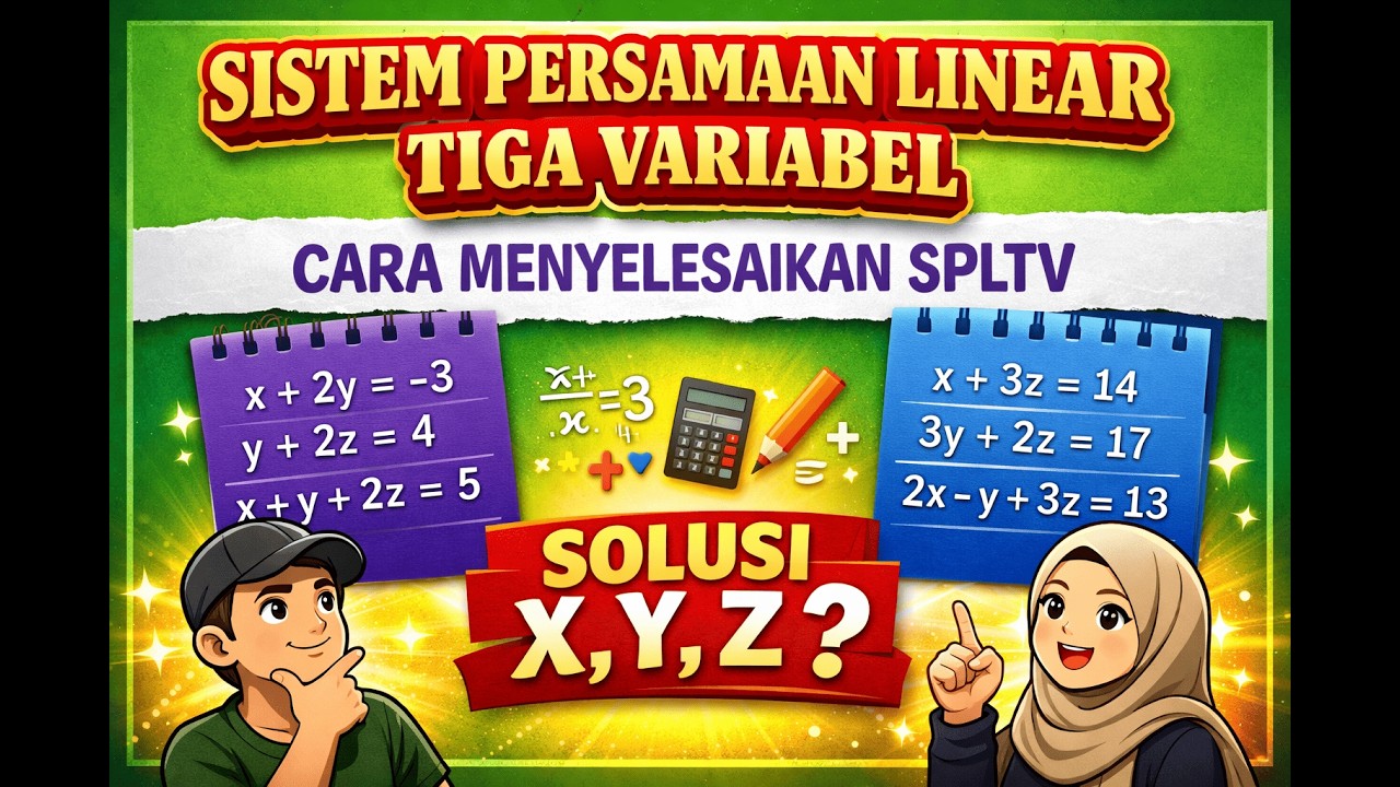 Sistem Persamaan Linear Tiga Variabel (SPLTV) – Cara Penyelesaian SPLTV (Pembahasan No 3 – 4)