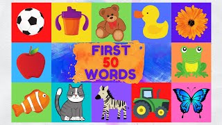 First 50 English Words for Toddlers | Learn English Vocabulary | video Flashcards for Kids