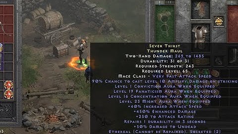 [D2R] UNGODDLY RARE thunder maul wolfwere Druid 460K dps to kill P8 dclone