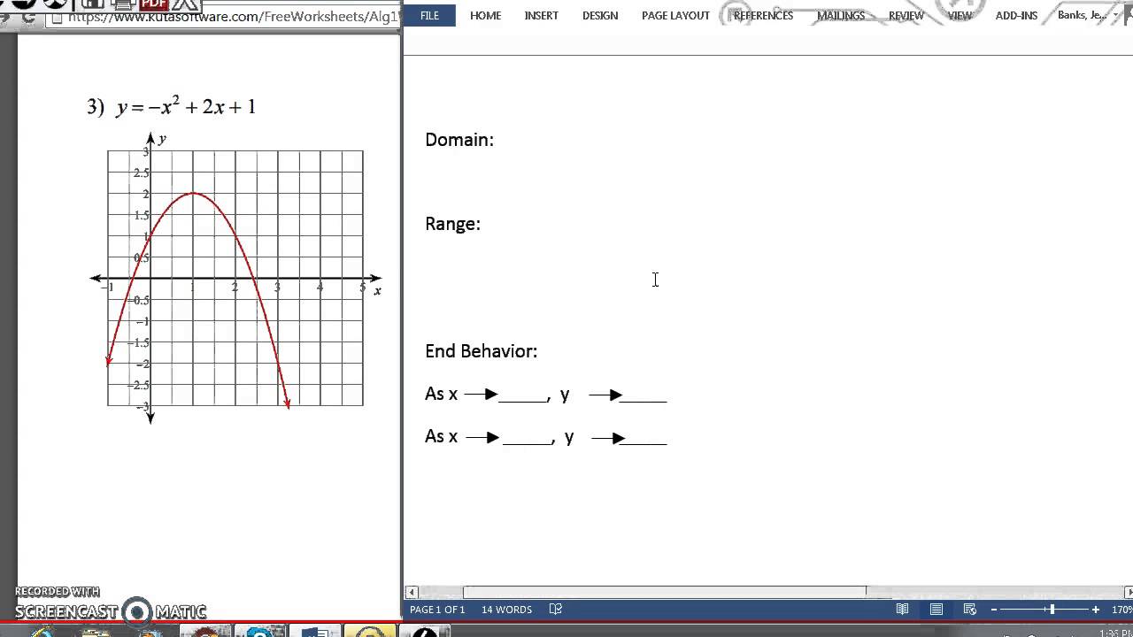 Domain, Range & End Behavior - YouTube