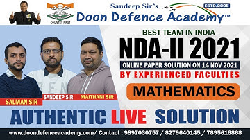 NDA (ii) 2021 Mathematics Answer Key & Complete Video Solution LIVE | SandeepSirDDA