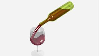 Simulation of bottle of wine filling a glass