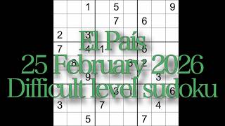 Solución de sudoku – El País 25 de febrero de 2026 Sudoku de nivel difícil