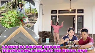 PEMASANGAN LAMPU LED STRIP BAGIAN DAPUR SUDAH SELESAI, PANEN DAUN SINGKING DAN MASAK DAGING KECAP