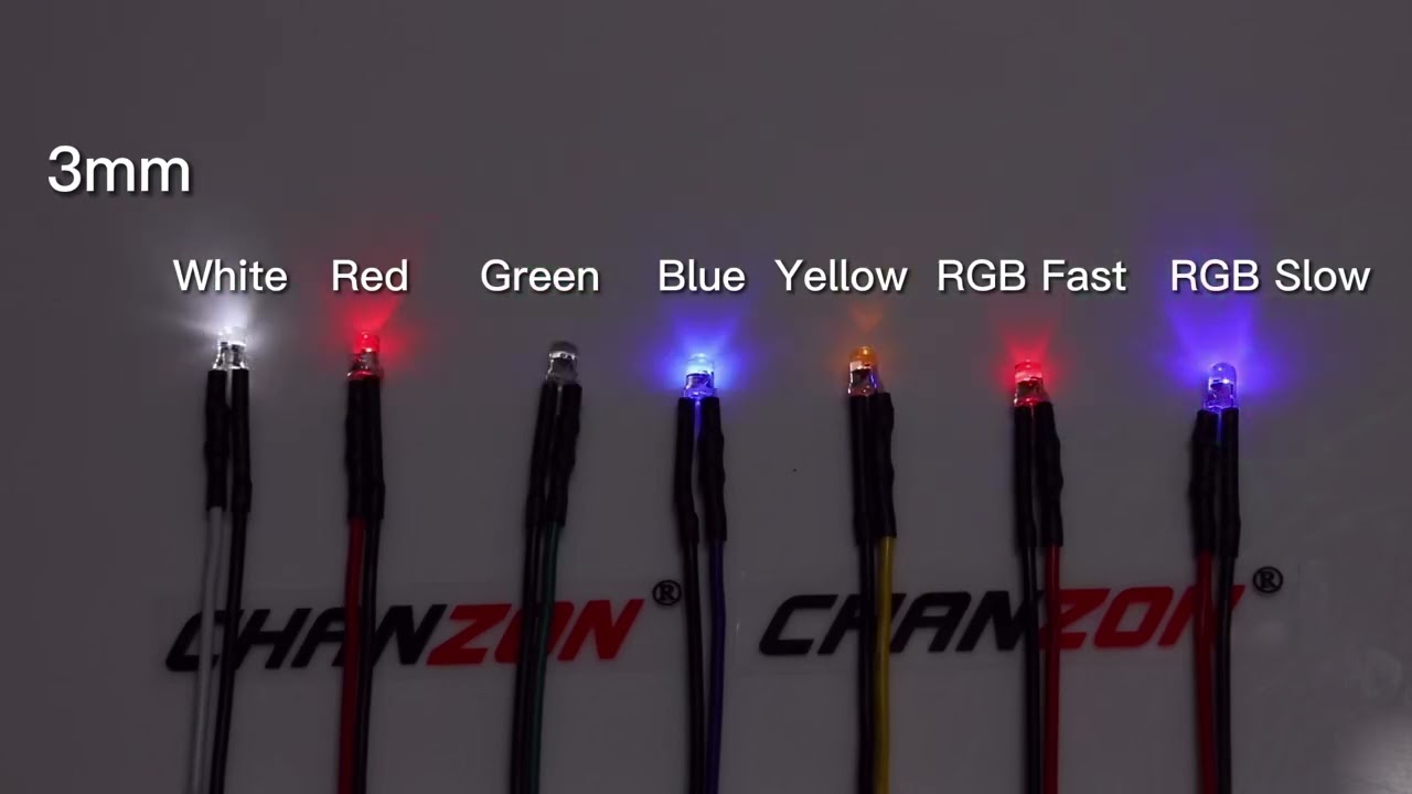 20Pcs 3mm LED Diode 12V White Red Green Blue Yellow RGB Fast Slow