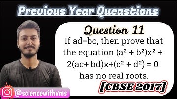 If ad=bc, then prove that the equation (a² + b²)x² + 2(ac+bd)x+(c² + d²) = 0 has no real roots.