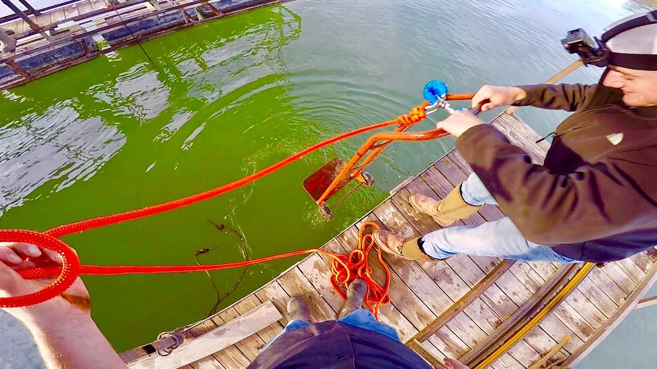 MAGNET FISHING OFF A DOCK WITH TWO 500LB PULL MAGNETS!!! HONEY