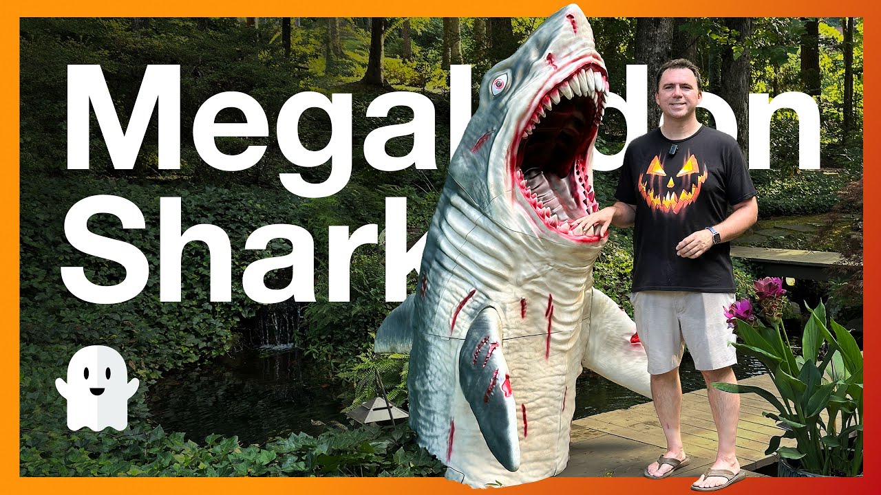 7' Megalodon Shark from Home Depot - Unboxing, Assembly and Review.  Halloween Yard Decoration.