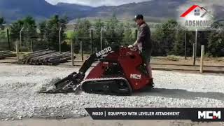 MS30 Mini Skidsteer with leveler Attachment In Action - Spreading G4 Material On Site