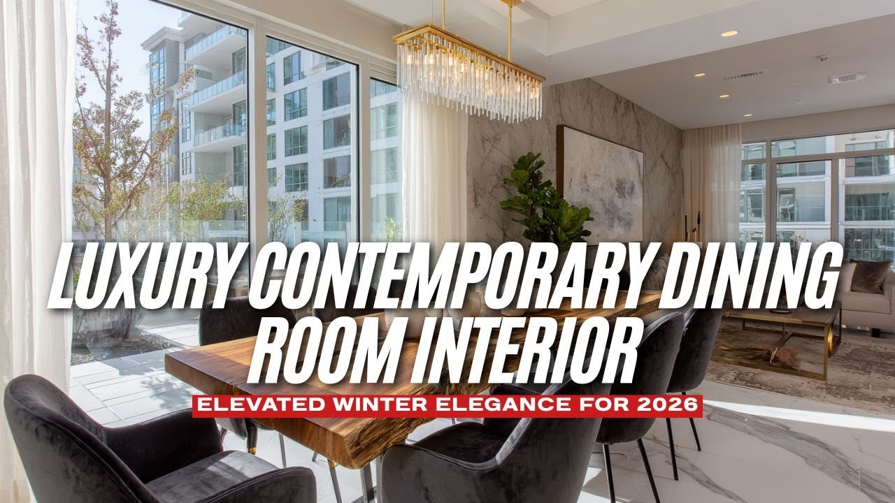 Идеи оформления роскошной современной столовой в зимнем стиле 2026 года.