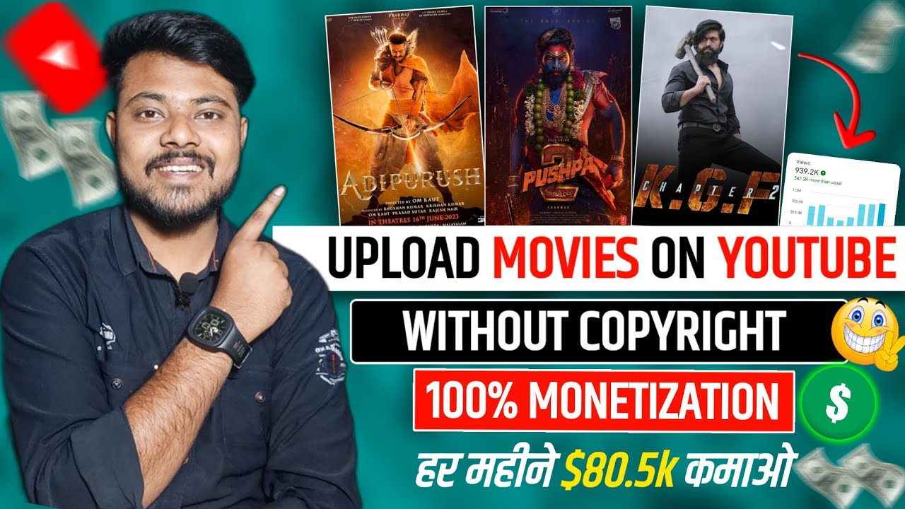 🔥Upload Movies On YouTube Without Copyright ( 100 ) Earn 80