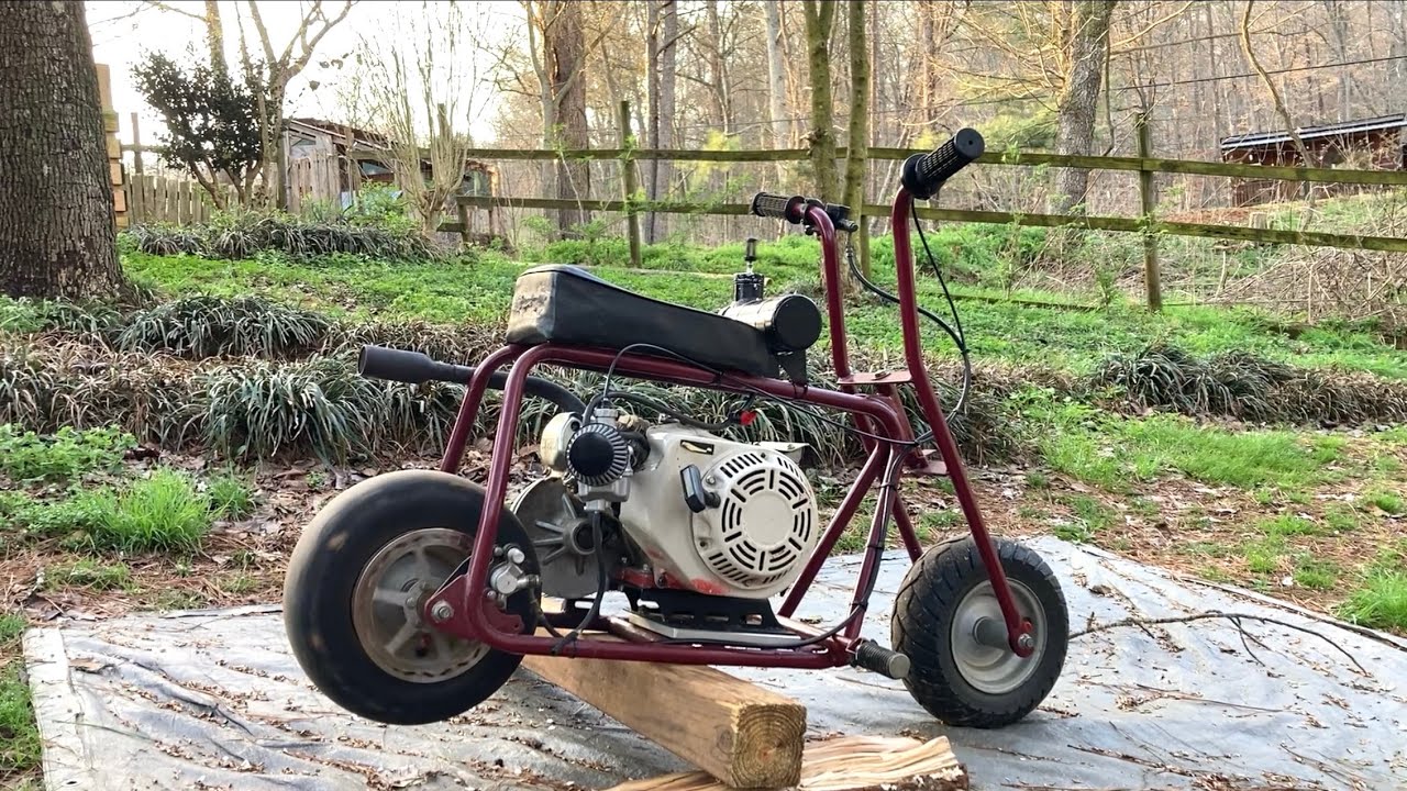 Clone Honda GX200 and CVT upgrade on a Coleman CT100U Minibike. Running and Riding short video. 