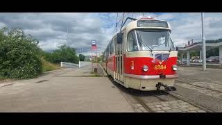 Odjezd tramvaje T3R.PLF ev.č. 8284 s pozdravem do obratiště Nádraží Braník w/@BranickySotous